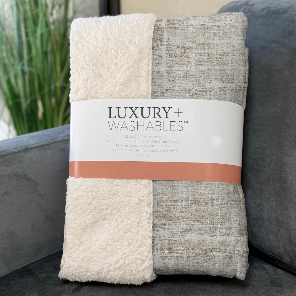 Premium Machine Washable ASB747 Beige 50" x 70" Sherpa Throw Blanket. Picture 3