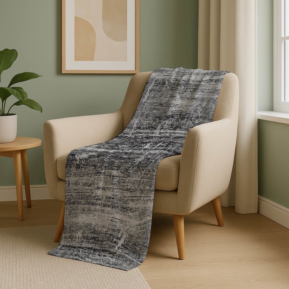 Premium Machine Washable ASB747 Black 50" x 70" Sherpa Throw Blanket. Picture 5