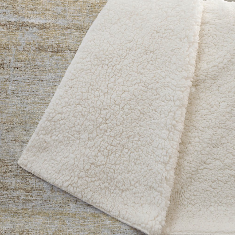 Premium Machine Washable ASB747 Gold 50" x 70" Sherpa Throw Blanket. Picture 2