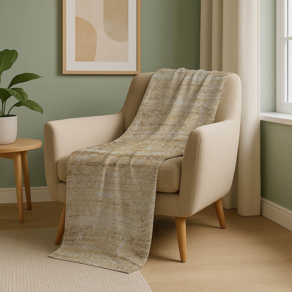 Premium Machine Washable ASB747 Gold 50" x 70" Sherpa Throw Blanket. Picture 5