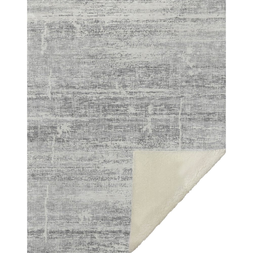 Premium Machine Washable ASB747 Silver 50" x 70" Sherpa Throw Blanket. Picture 1