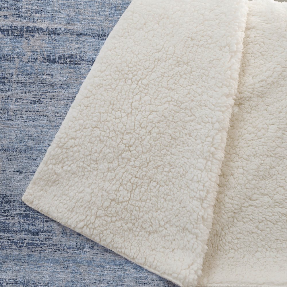 Premium Machine Washable ASB747 Sky 50" x 70" Sherpa Throw Blanket. Picture 2