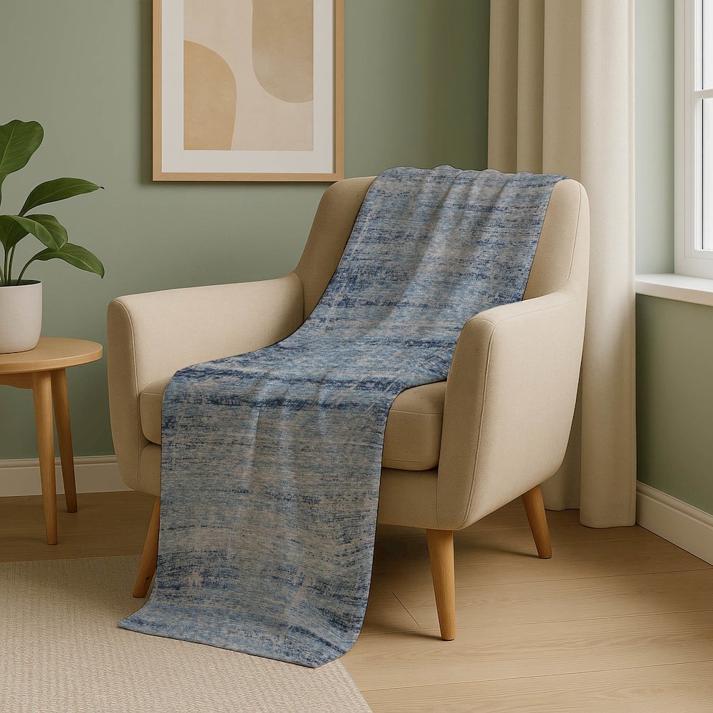 Premium Machine Washable ASB747 Sky 50" x 70" Sherpa Throw Blanket. Picture 5