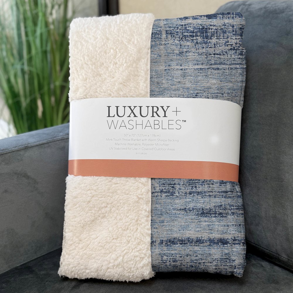 Premium Machine Washable ASB747 Sky 50" x 70" Sherpa Throw Blanket. Picture 3