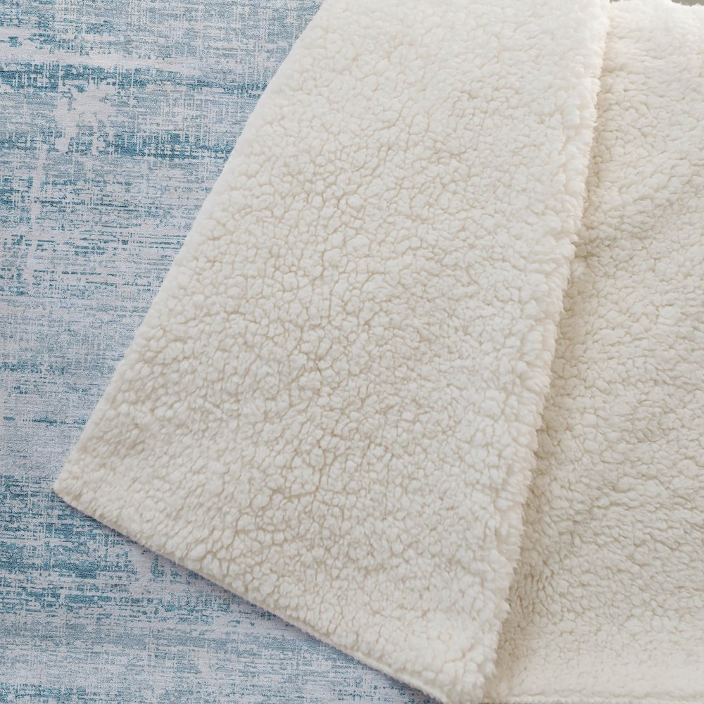 Premium Machine Washable ASB747 Teal 50" x 70" Sherpa Throw Blanket. Picture 2