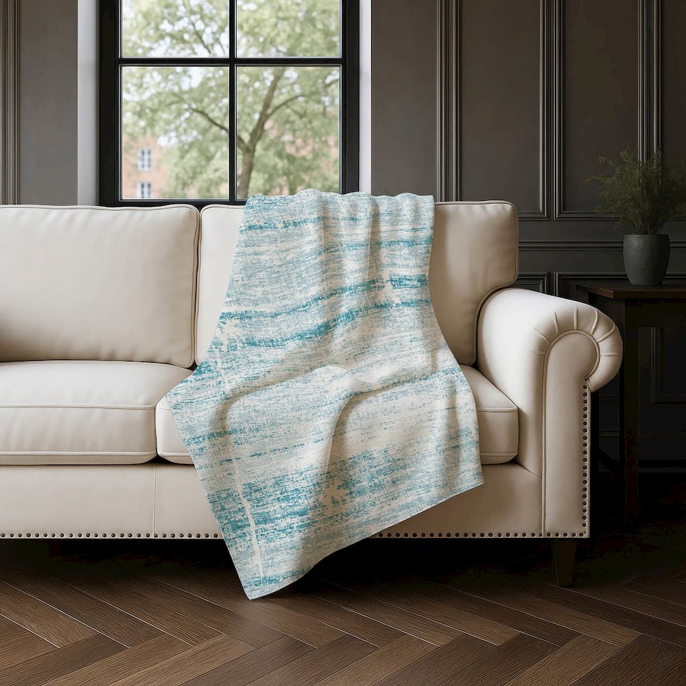 Premium Machine Washable ASB747 Teal 50" x 70" Sherpa Throw Blanket. Picture 4