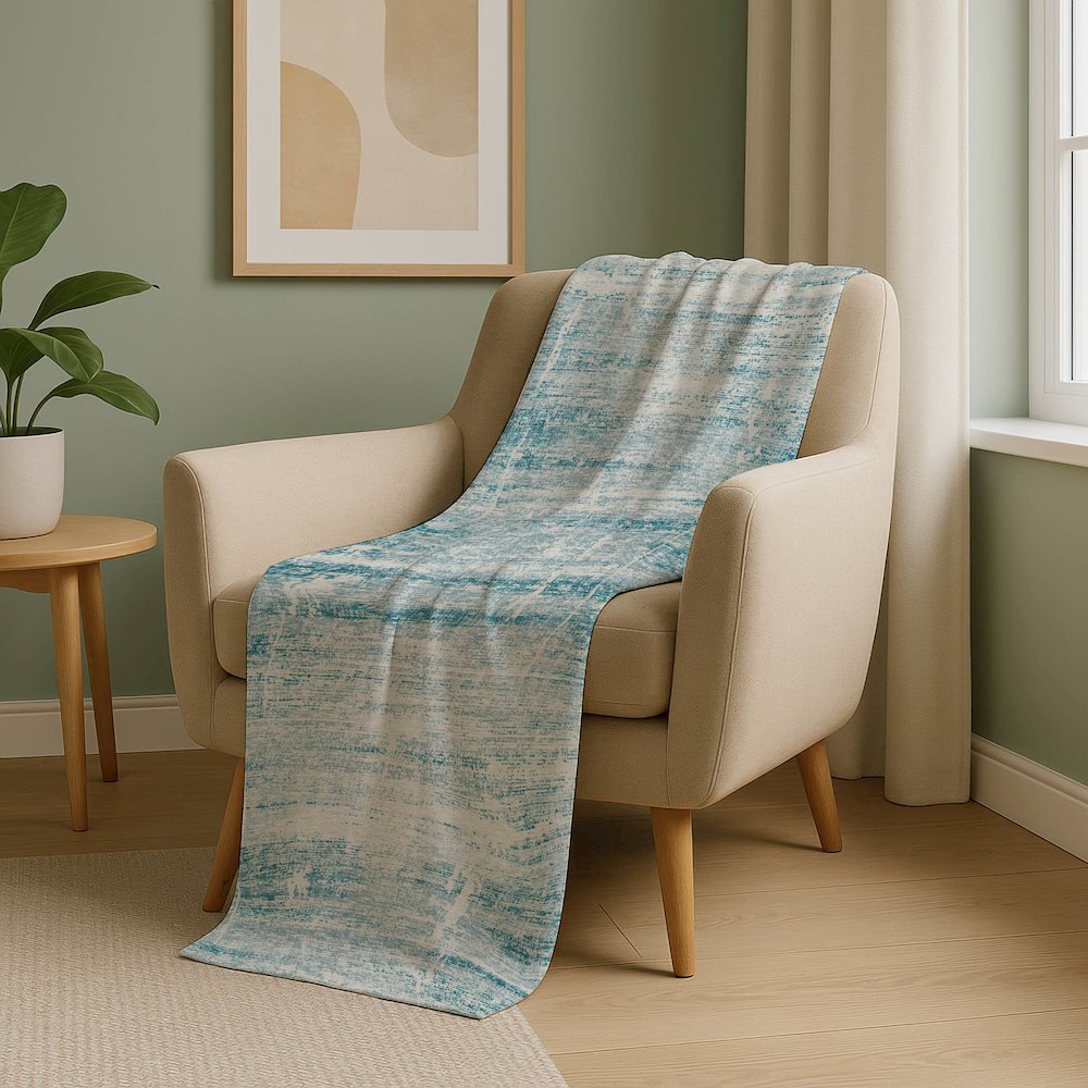 Premium Machine Washable ASB747 Teal 50" x 70" Sherpa Throw Blanket. Picture 5
