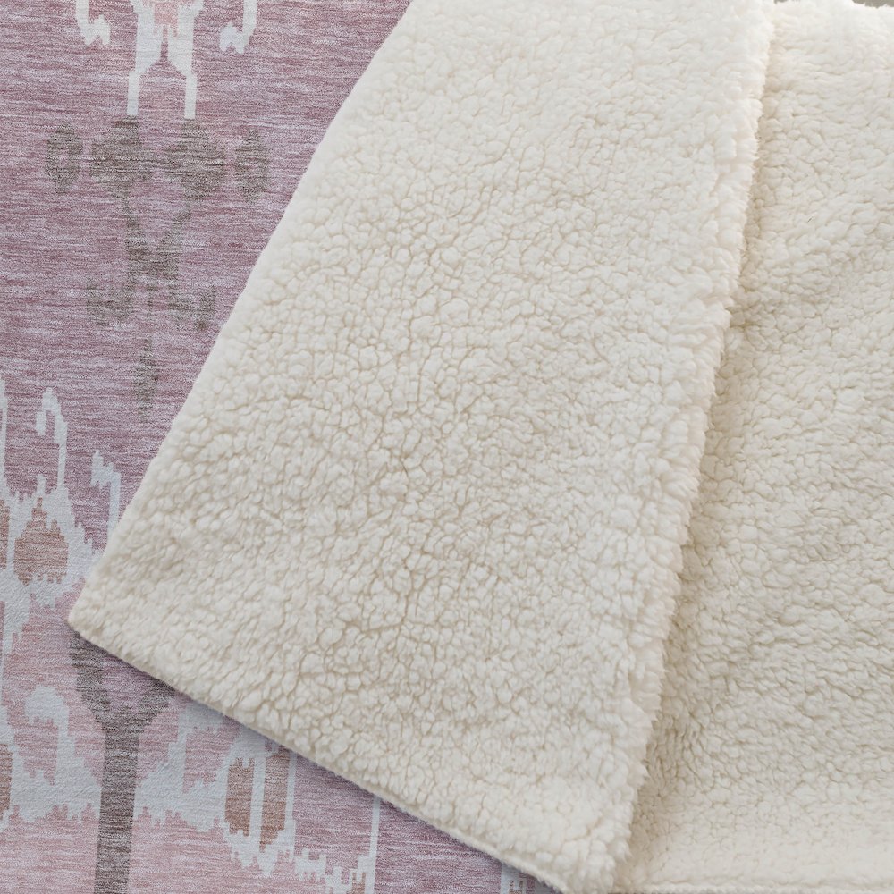 Premium Machine Washable ASB748 Blush 50" x 70" Sherpa Throw Blanket. Picture 2