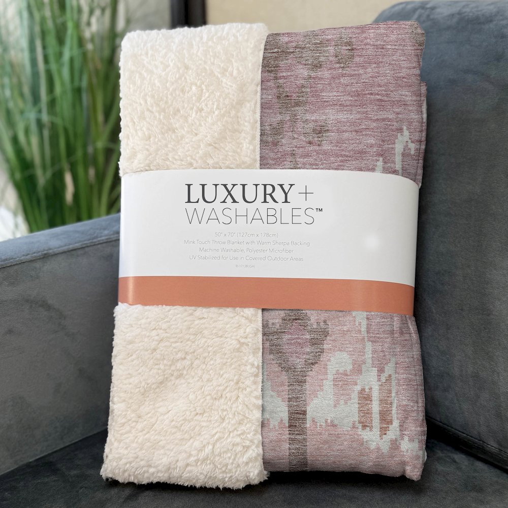Premium Machine Washable ASB748 Blush 50" x 70" Sherpa Throw Blanket. Picture 3