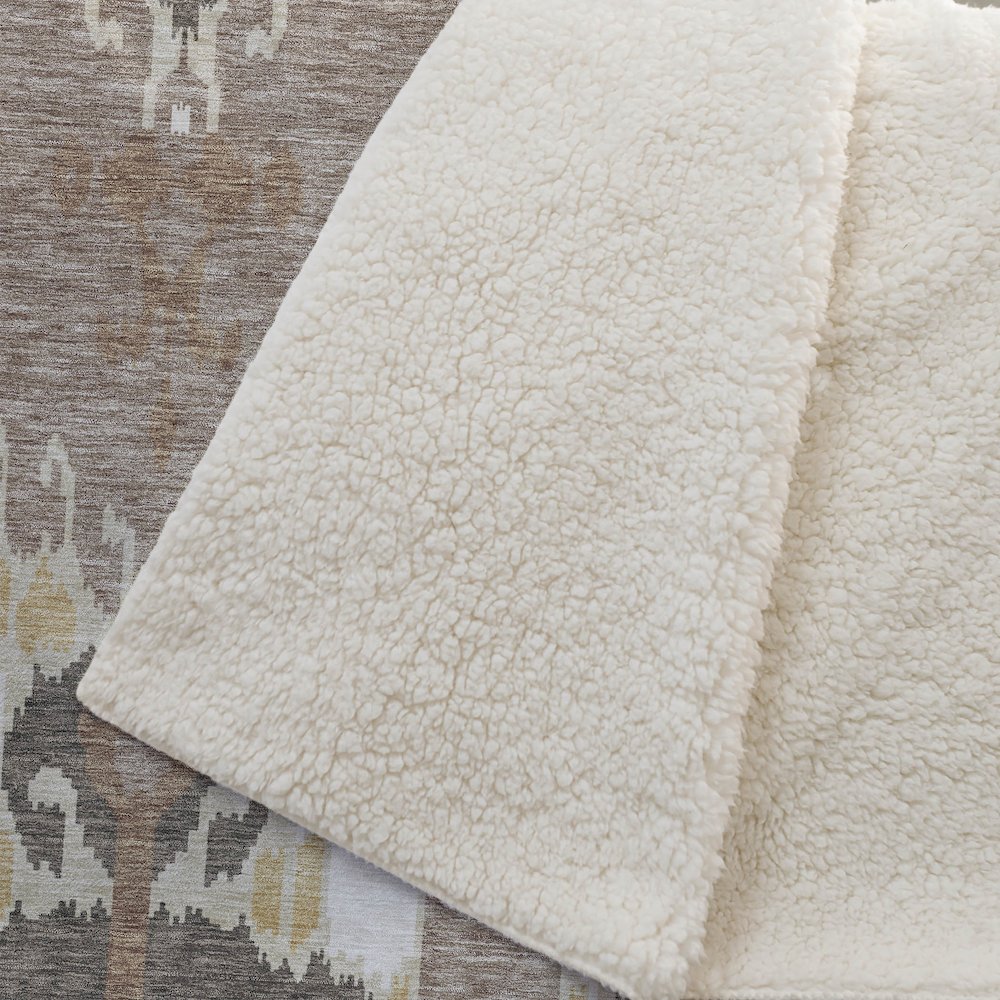 Premium Machine Washable ASB748 Brown 50" x 70" Sherpa Throw Blanket. Picture 2