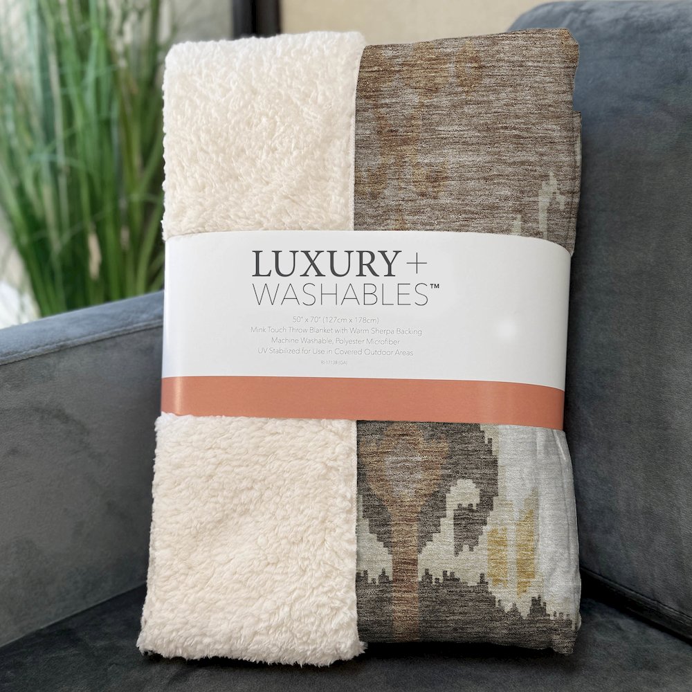 Premium Machine Washable ASB748 Brown 50" x 70" Sherpa Throw Blanket. Picture 3