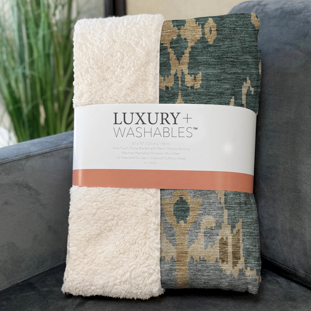 Premium Machine Washable ASB748 Cactus 50" x 70" Sherpa Throw Blanket. Picture 3