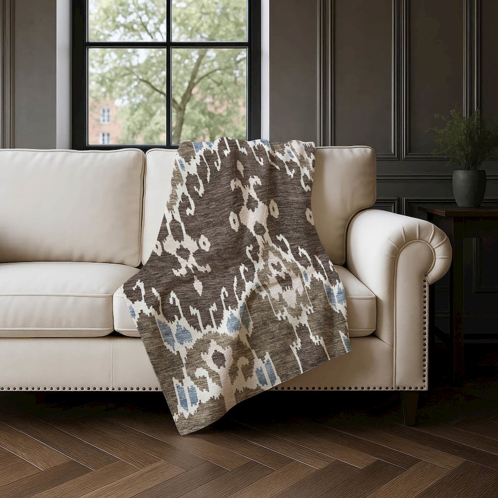 Premium Machine Washable ASB748 Fudge 50" x 70" Sherpa Throw Blanket. Picture 4