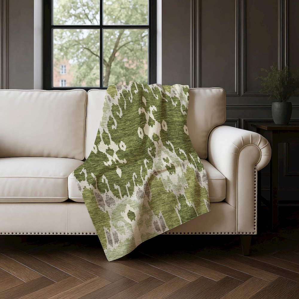 Premium Machine Washable ASB748 Olive 50" x 70" Sherpa Throw Blanket. Picture 4
