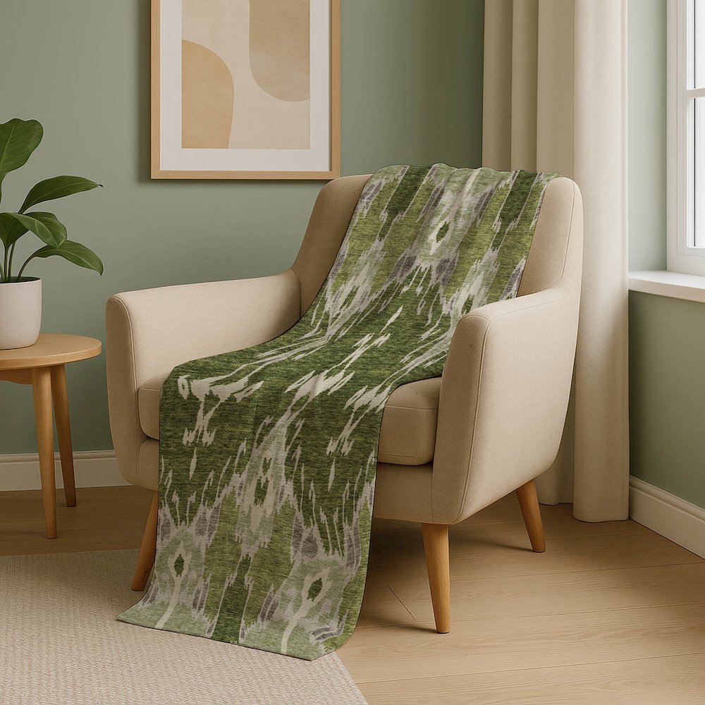 Premium Machine Washable ASB748 Olive 50" x 70" Sherpa Throw Blanket. Picture 5