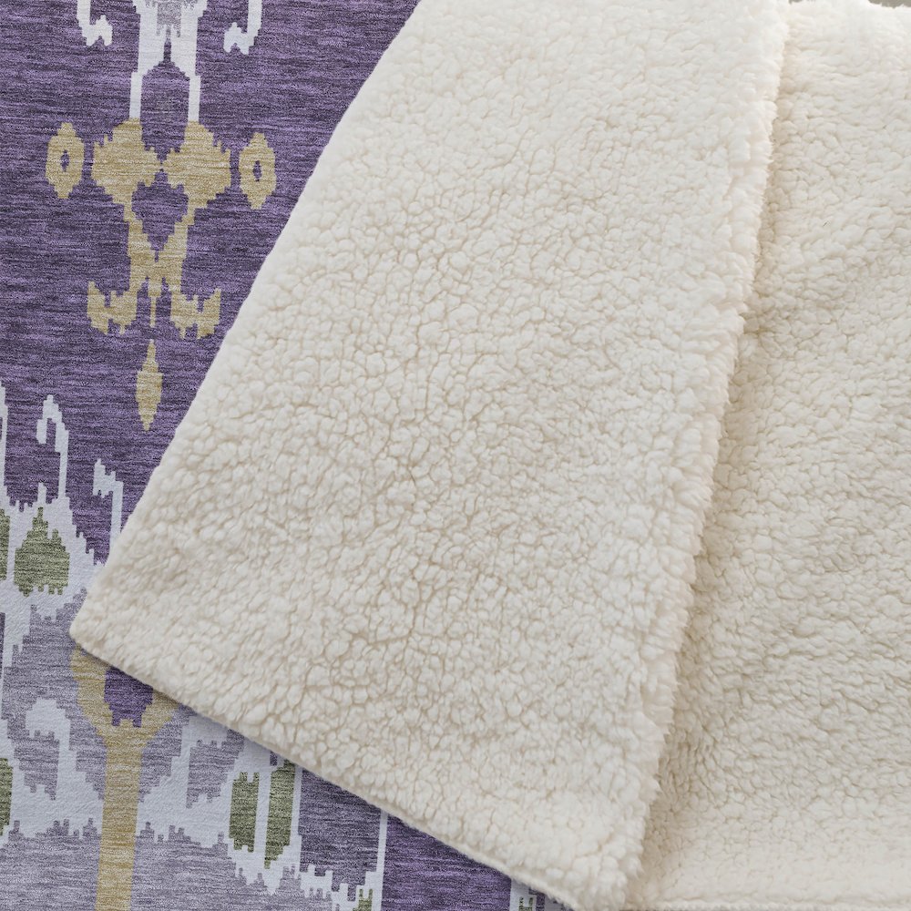 Premium Machine Washable ASB748 Purple 50" x 70" Sherpa Throw Blanket. Picture 2