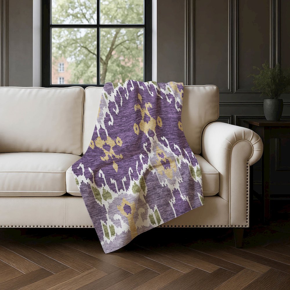 Premium Machine Washable ASB748 Purple 50" x 70" Sherpa Throw Blanket. Picture 4