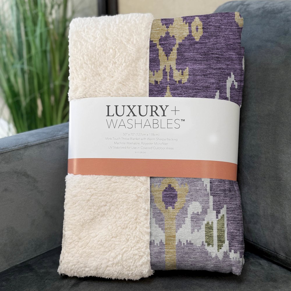 Premium Machine Washable ASB748 Purple 50" x 70" Sherpa Throw Blanket. Picture 3