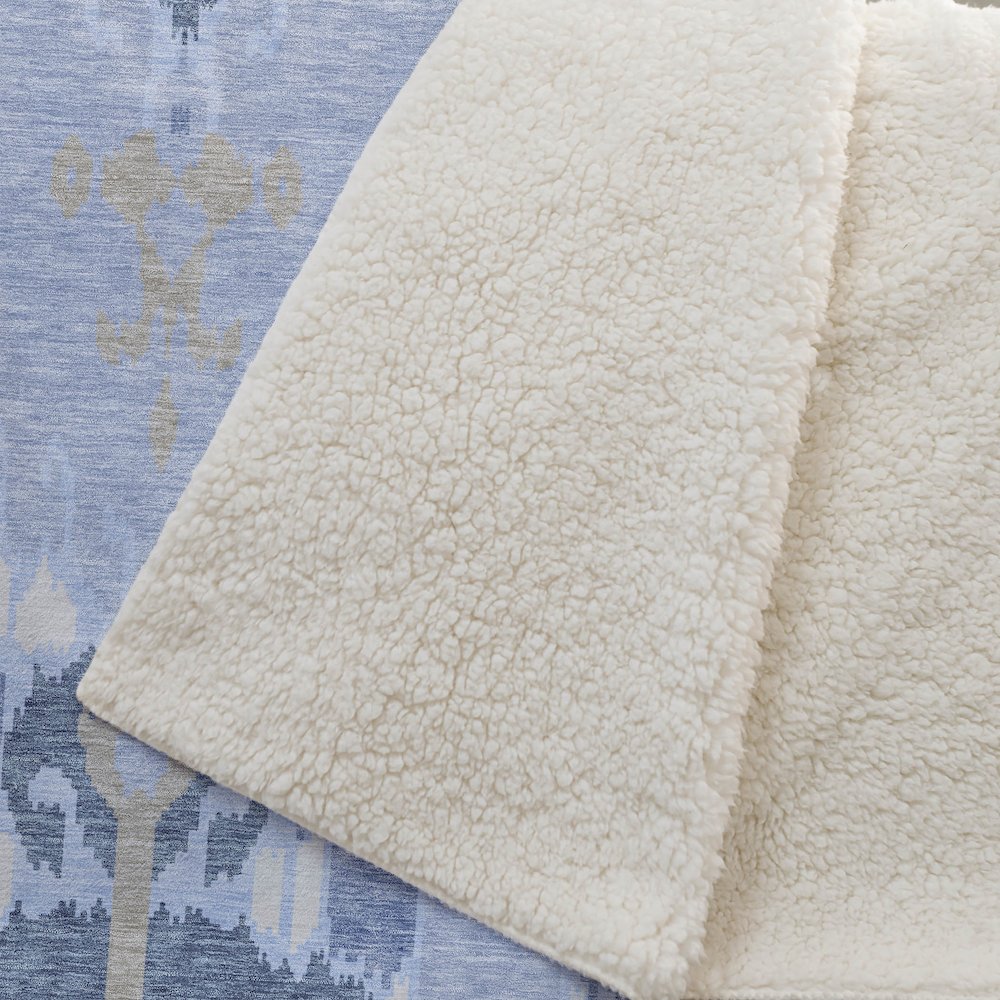 Premium Machine Washable ASB748 Sky 50" x 70" Sherpa Throw Blanket. Picture 2