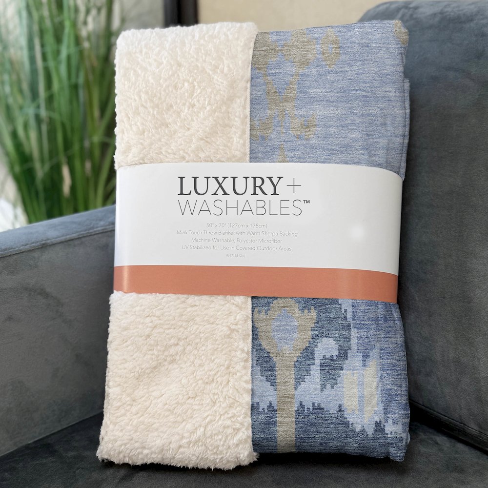 Premium Machine Washable ASB748 Sky 50" x 70" Sherpa Throw Blanket. Picture 3