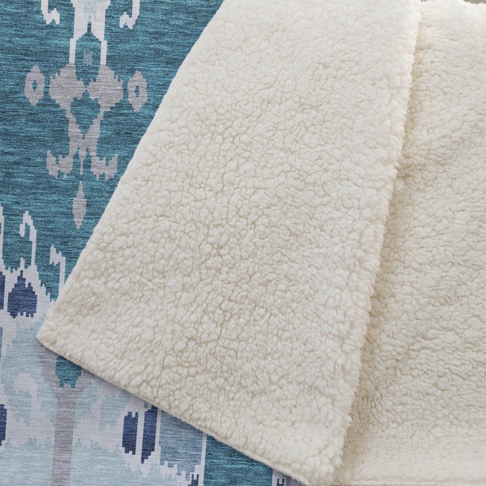 Premium Machine Washable ASB748 Teal 50" x 70" Sherpa Throw Blanket. Picture 2