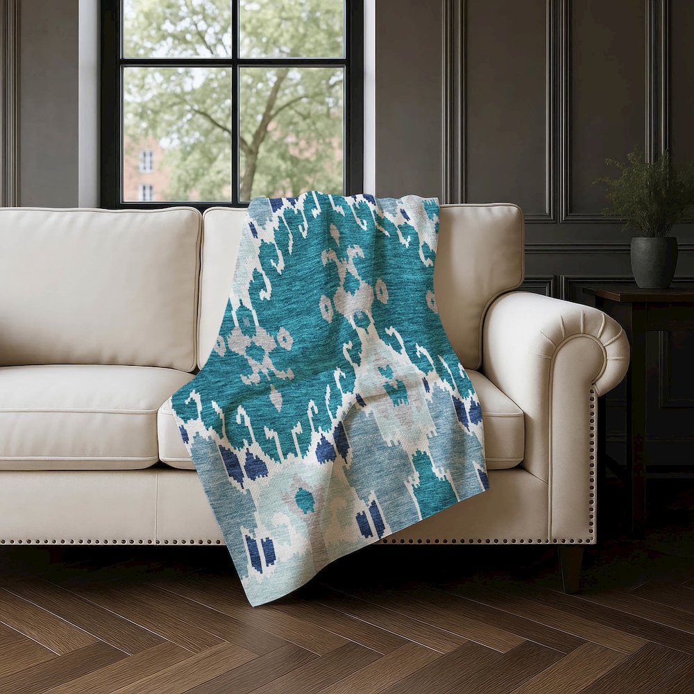 Premium Machine Washable ASB748 Teal 50" x 70" Sherpa Throw Blanket. Picture 4