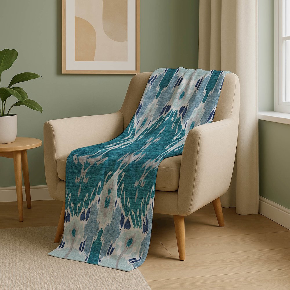 Premium Machine Washable ASB748 Teal 50" x 70" Sherpa Throw Blanket. Picture 5