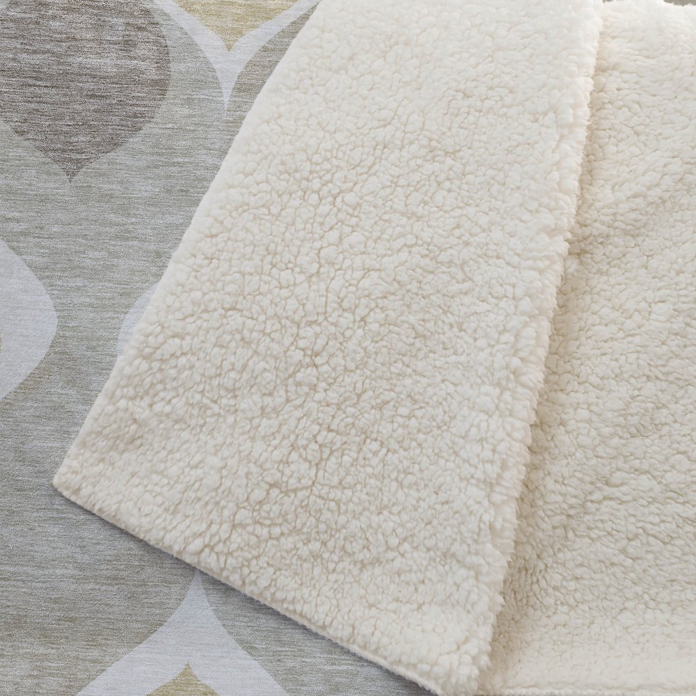 Premium Machine Washable ASB749 Beige 50" x 70" Sherpa Throw Blanket. Picture 2