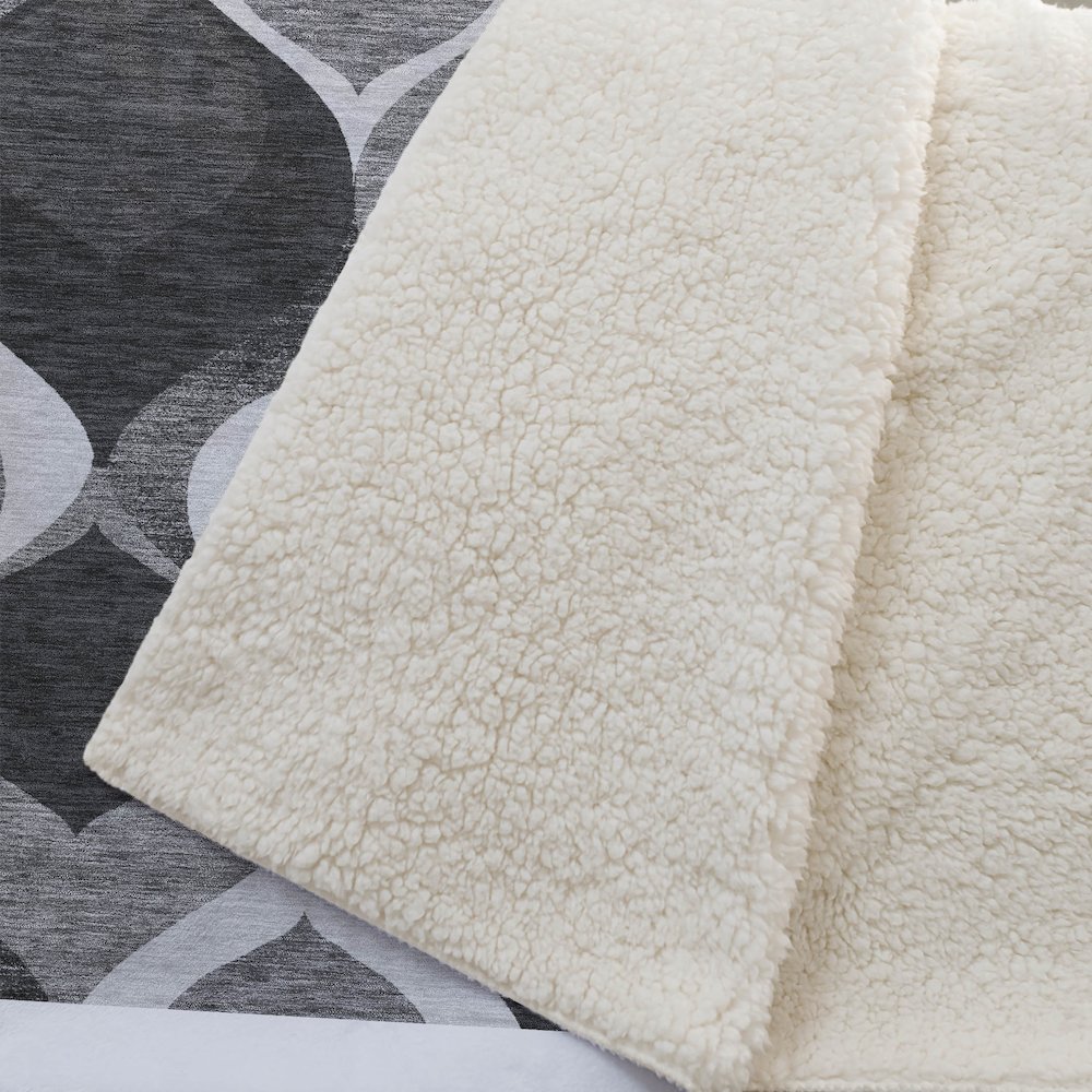 Premium Machine Washable ASB749 Black 50" x 70" Sherpa Throw Blanket. Picture 2