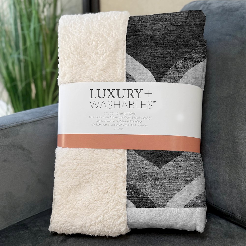 Premium Machine Washable ASB749 Black 50" x 70" Sherpa Throw Blanket. Picture 3