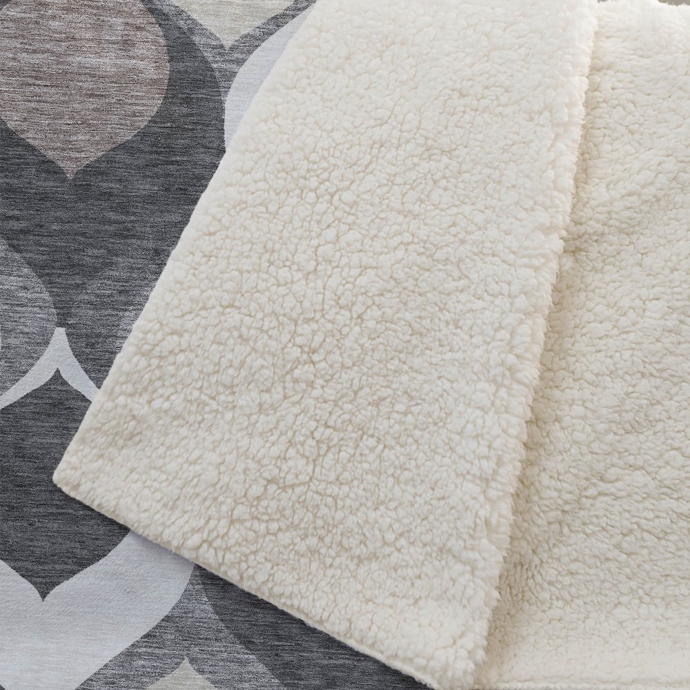 Premium Machine Washable ASB749 Gray 50" x 70" Sherpa Throw Blanket. Picture 2