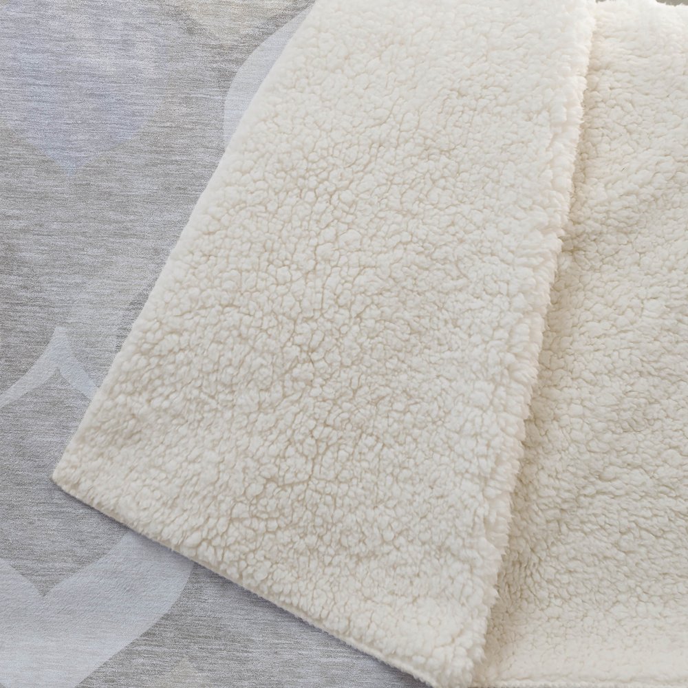 Premium Machine Washable ASB749 Ivory 50" x 70" Sherpa Throw Blanket. Picture 2