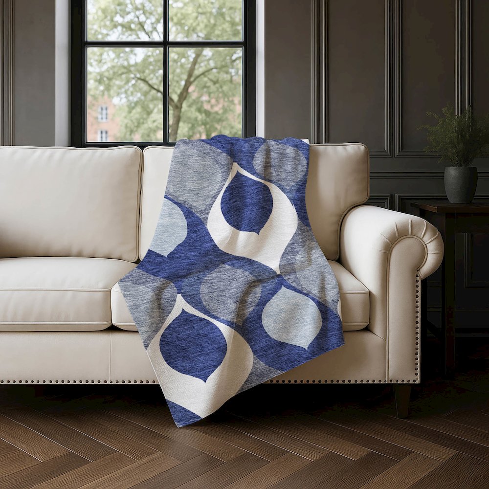 Premium Machine Washable ASB749 Navy 50" x 70" Sherpa Throw Blanket. Picture 4