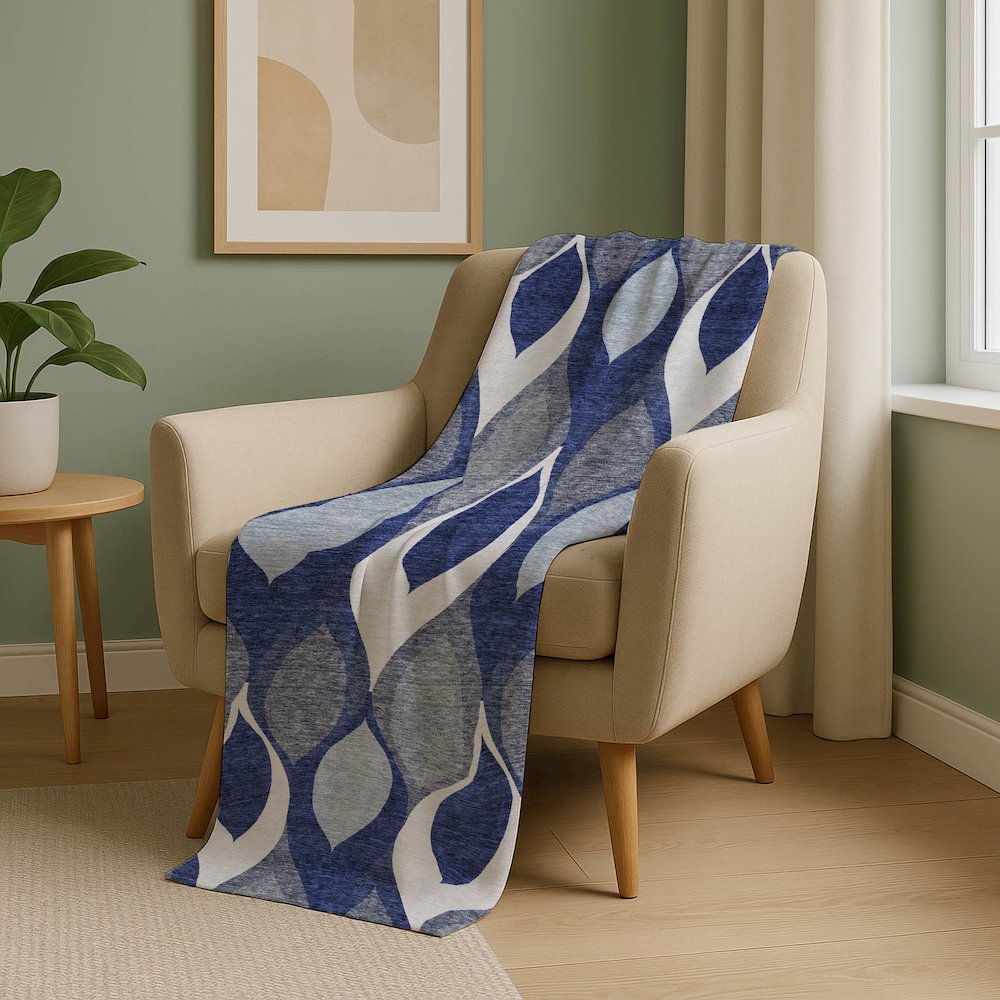 Premium Machine Washable ASB749 Navy 50" x 70" Sherpa Throw Blanket. Picture 5