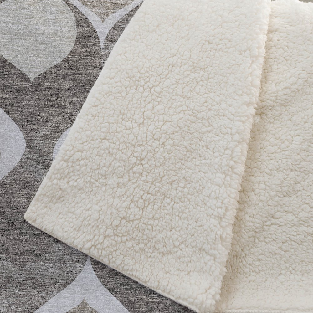 Premium Machine Washable ASB749 Taupe 50" x 70" Sherpa Throw Blanket. Picture 2