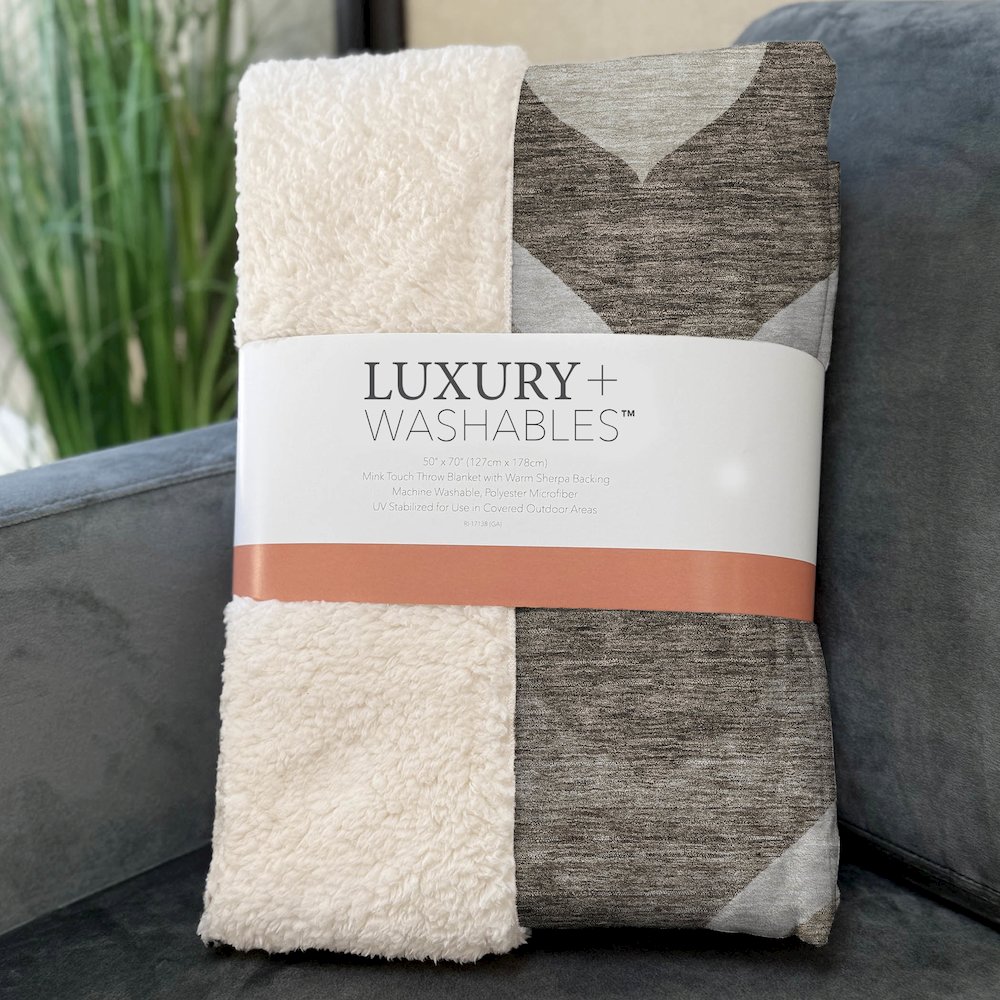 Premium Machine Washable ASB749 Taupe 50" x 70" Sherpa Throw Blanket. Picture 3