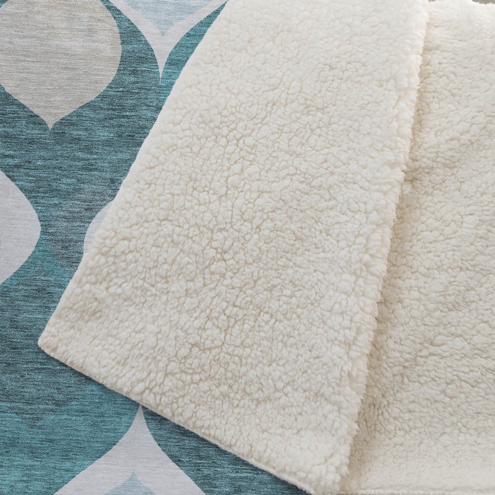 Premium Machine Washable ASB749 Teal 50" x 70" Sherpa Throw Blanket. Picture 2