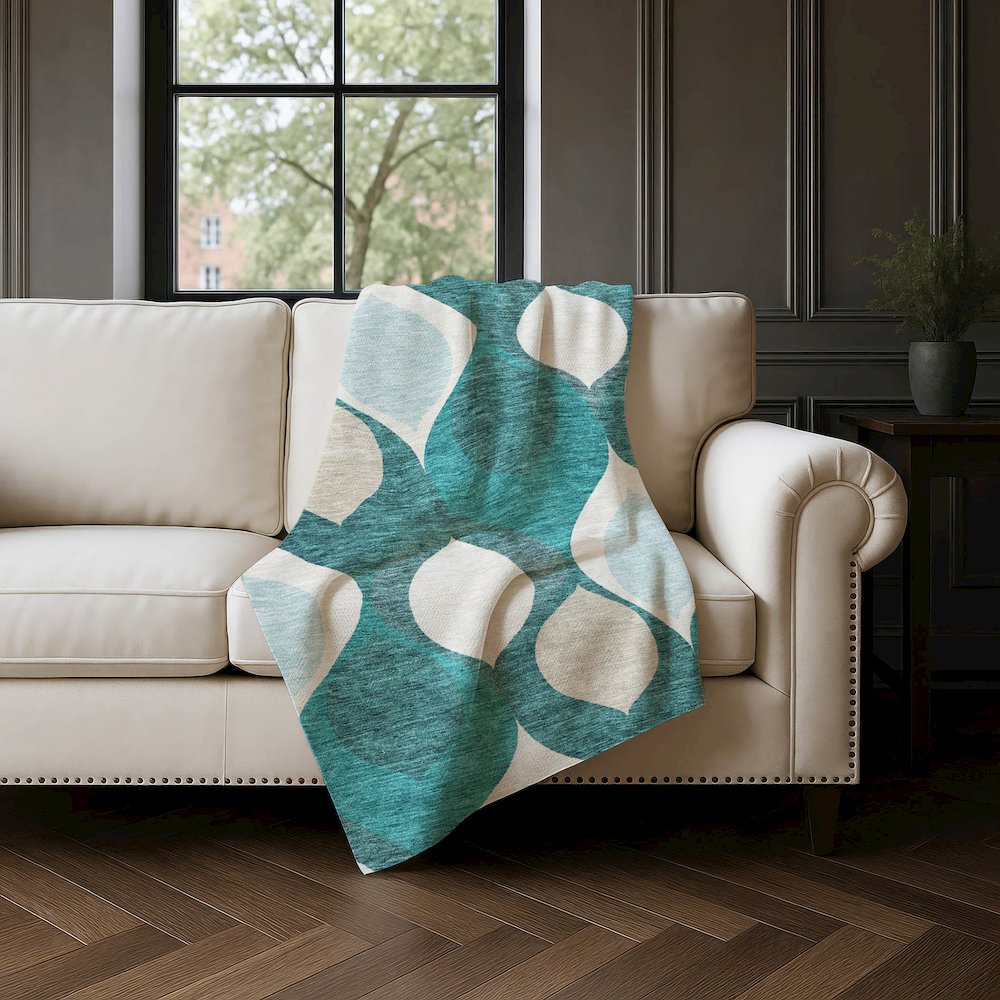 Premium Machine Washable ASB749 Teal 50" x 70" Sherpa Throw Blanket. Picture 4