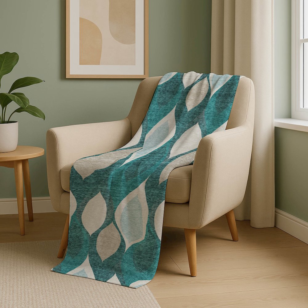Premium Machine Washable ASB749 Teal 50" x 70" Sherpa Throw Blanket. Picture 5
