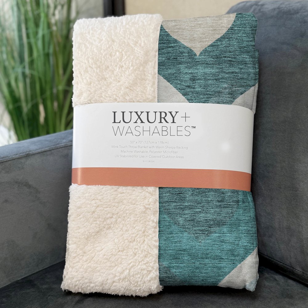 Premium Machine Washable ASB749 Teal 50" x 70" Sherpa Throw Blanket. Picture 3