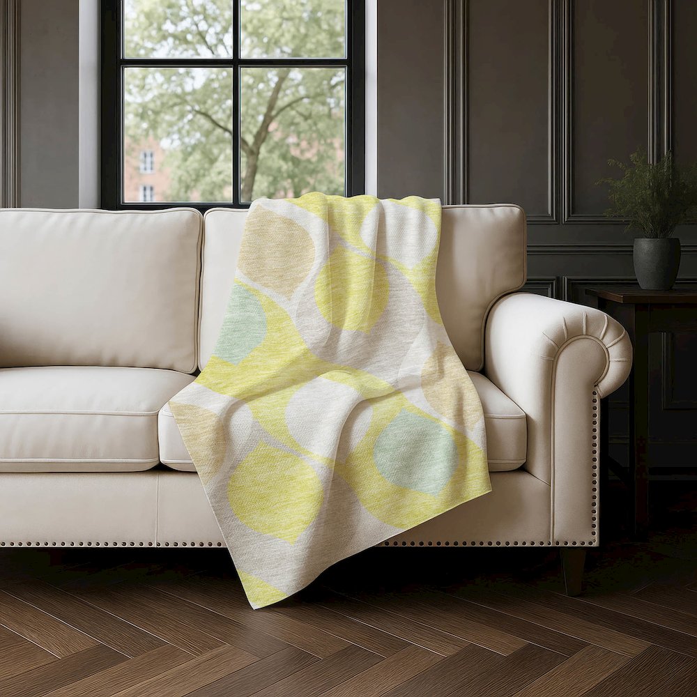 Premium Machine Washable ASB749 Yellow 50" x 70" Sherpa Throw Blanket. Picture 4