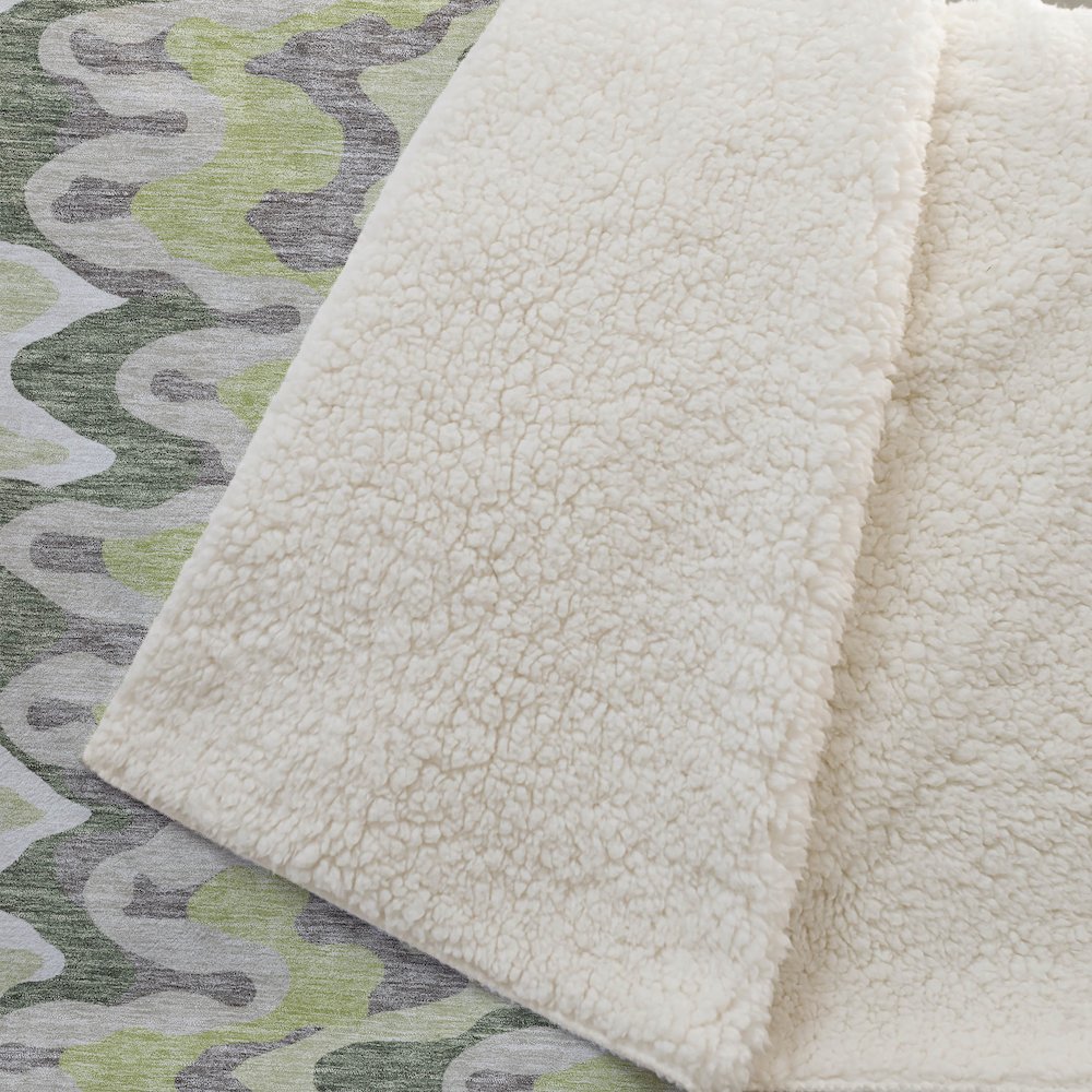 Premium Machine Washable ASB750 Aloe 50" x 70" Sherpa Throw Blanket. Picture 2