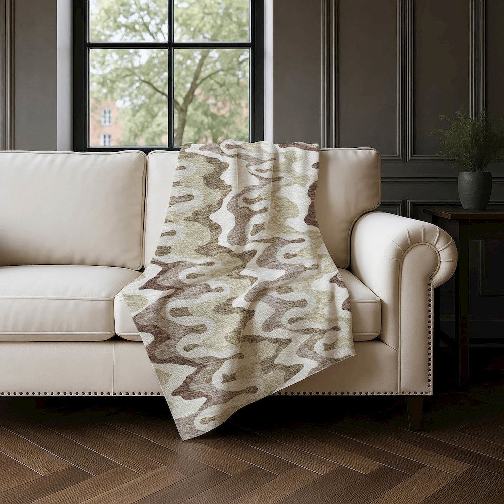 Premium Machine Washable ASB750 Beige 50" x 70" Sherpa Throw Blanket. Picture 4