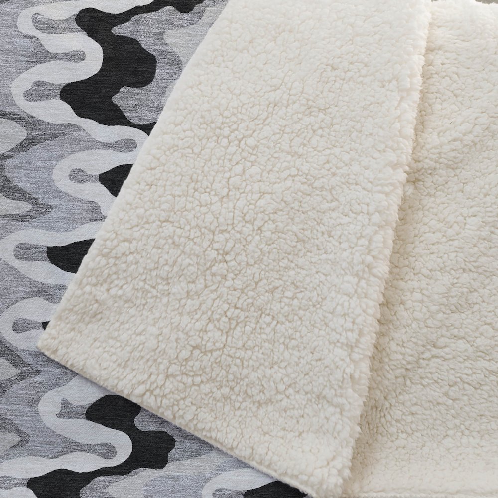 Premium Machine Washable ASB750 Black 50" x 70" Sherpa Throw Blanket. Picture 2