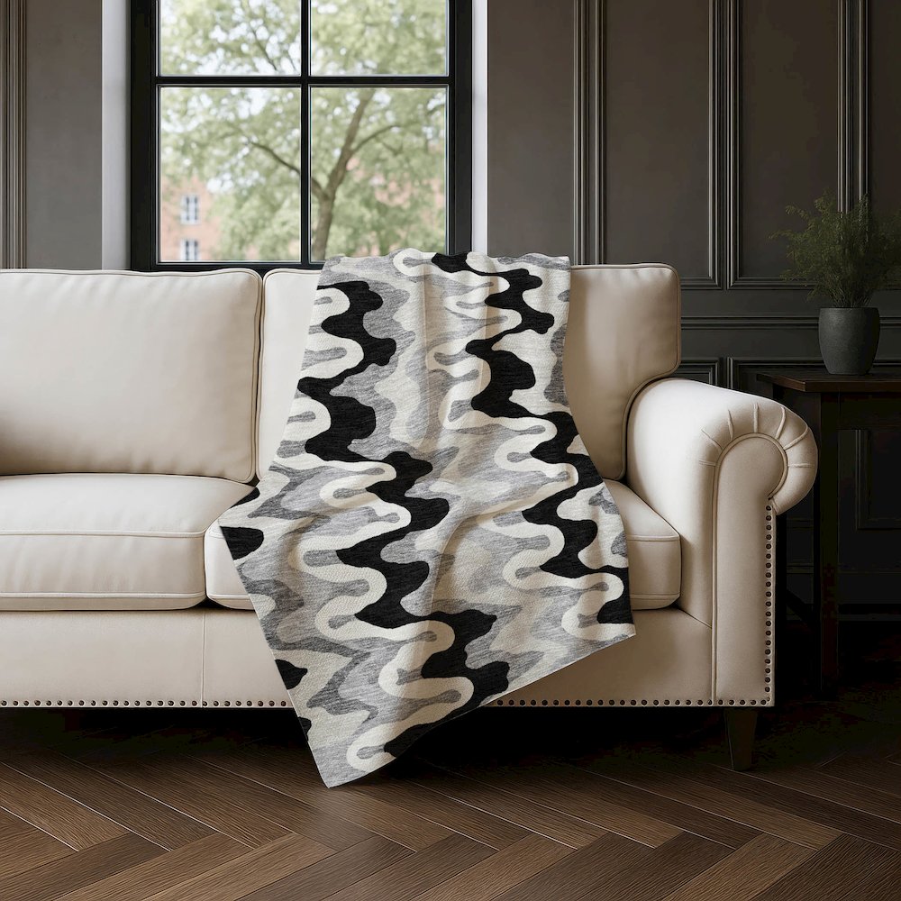 Premium Machine Washable ASB750 Black 50" x 70" Sherpa Throw Blanket. Picture 4