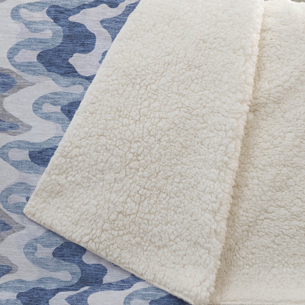 Premium Machine Washable ASB750 Blue 50" x 70" Sherpa Throw Blanket. Picture 2