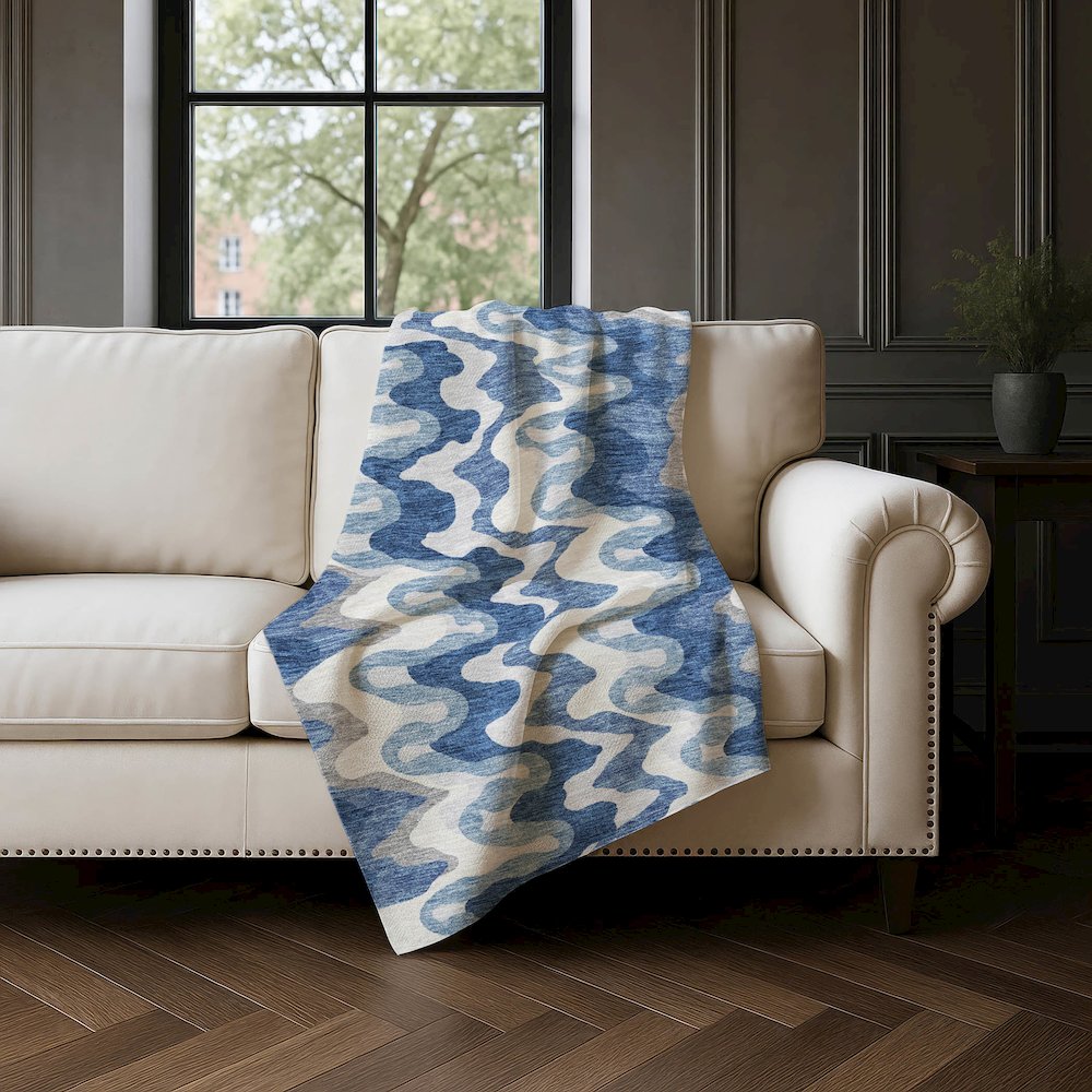 Premium Machine Washable ASB750 Blue 50" x 70" Sherpa Throw Blanket. Picture 4