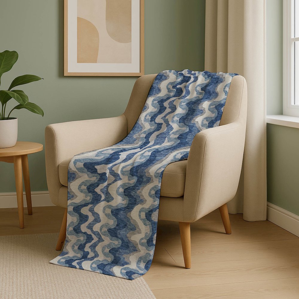 Premium Machine Washable ASB750 Blue 50" x 70" Sherpa Throw Blanket. Picture 5