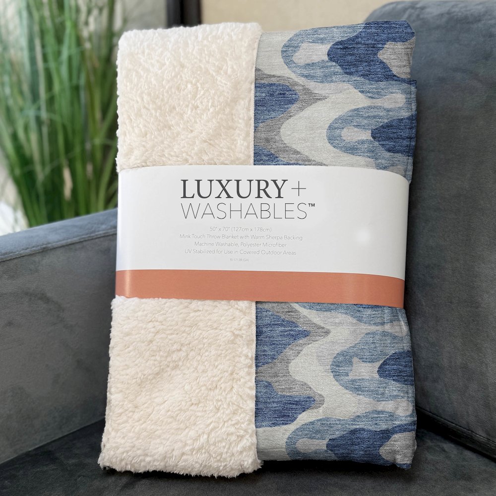 Premium Machine Washable ASB750 Blue 50" x 70" Sherpa Throw Blanket. Picture 3