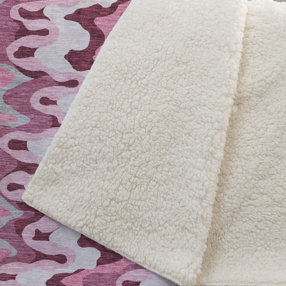 Premium Machine Washable ASB750 Blush 50" x 70" Sherpa Throw Blanket. Picture 2